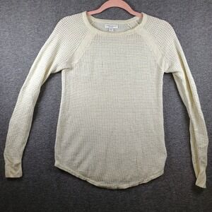 Liz Lange Maternity Shirt Womens S Waffle Open‎ Knit Lightweight Stretch Beige